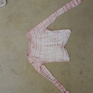 VS Pink cropped shirt. Pink and white stripes